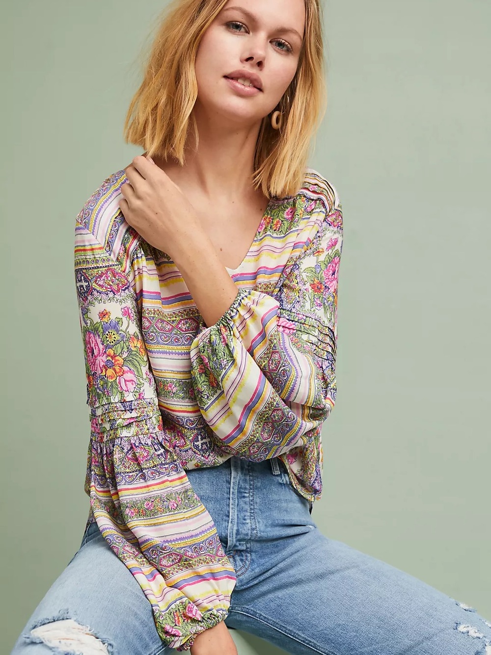 Anthropologie Maeve Ceresco Peasant Top